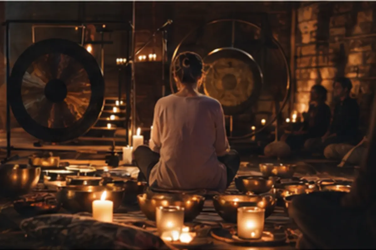 Klank en meditatie in een warme ruimte